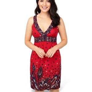 Tibi Silk Paisley Print V-Neckline Sleeveless Dress